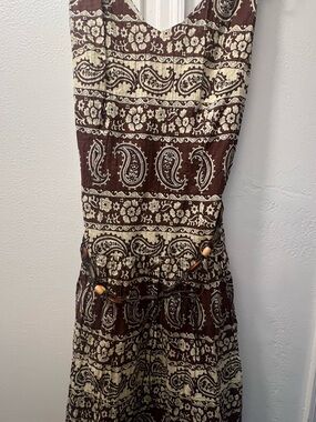 Brown & Cream Paisley Boho Maxi Dress